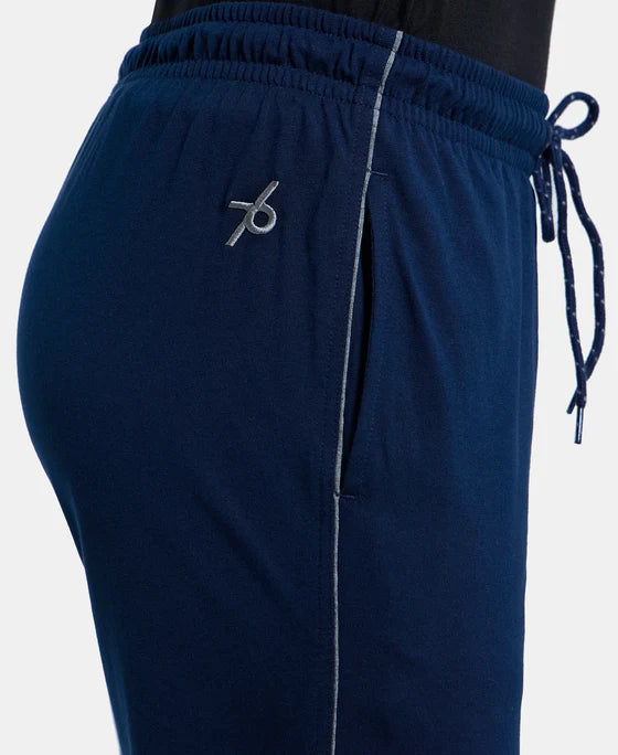 Super Combed Cotton Rich Regular Fit Trackpant with Side Pockets - Graphite & Black