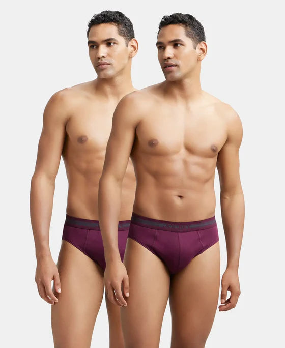 Super Combed Cotton Solid Brief with Stay Fresh Treatment - Wine Tasting (Pack of 2)