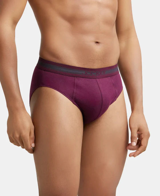 Super Combed Cotton Solid Brief with Stay Fresh Treatment - Wine Tasting (Pack of 2)