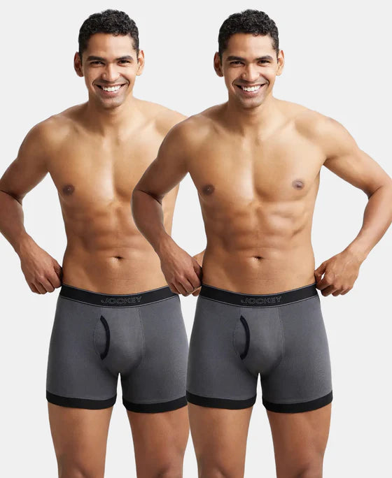 Super Combed Cotton Rib Solid Boxer Brief with Ultrasoft and Durable Waistband - 1017 (Pack Of 2)
