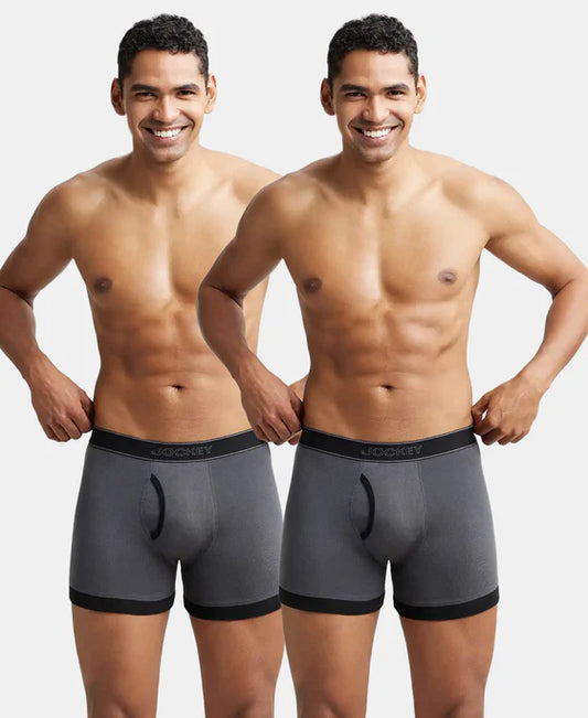 Super Combed Cotton Rib Solid Boxer Brief with Ultrasoft and Durable Waistband - 1017 (Pack Of 2)