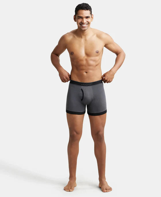 Super Combed Cotton Rib Solid Boxer Brief with Ultrasoft and Durable Waistband - 1017 (Pack Of 2)