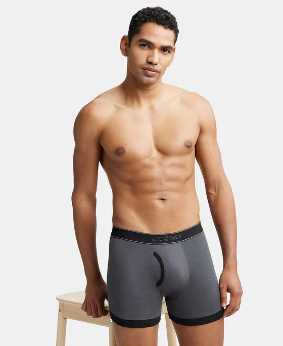 Super Combed Cotton Rib Solid Boxer Brief with Ultrasoft and Durable Waistband - 1017 (Pack Of 2)
