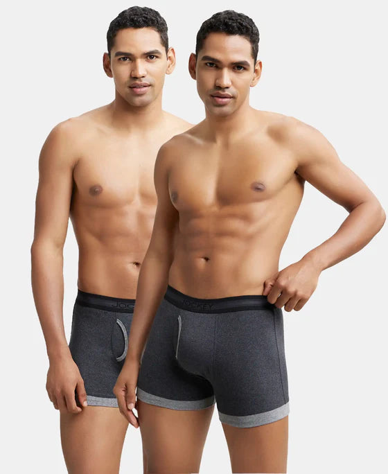 Super Combed Cotton Rib Solid Boxer Brief with Ultrasoft and Durable Waistband - 1017 (Pack Of 2)