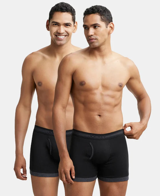 Super Combed Cotton Rib Solid Boxer Brief with Ultrasoft and Durable Waistband - 1017 (Pack Of 2)