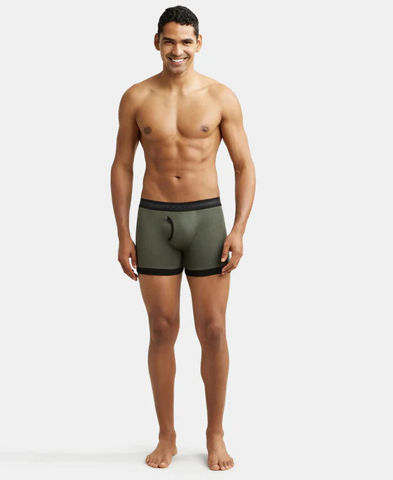 Super Combed Cotton Rib Solid Boxer Brief with Ultrasoft and Durable Waistband - 1017 (Pack Of 2)