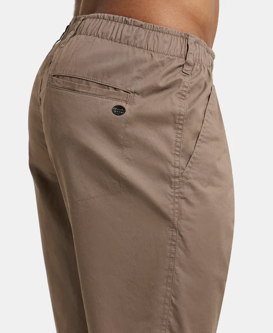 Super Combed Mercerised Cotton Woven Straight Fit Shorts with Side Pockets - Khaki