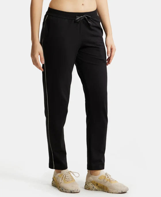 Super Combed Cotton Rich Relaxed Fit Trackpants With Contrast Side Piping and Pockets - Navy Blazer