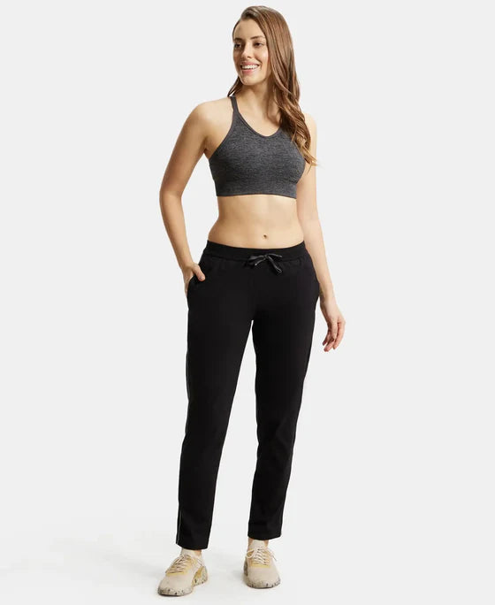 Super Combed Cotton Rich Relaxed Fit Trackpants With Contrast Side Piping and Pockets - Navy Blazer