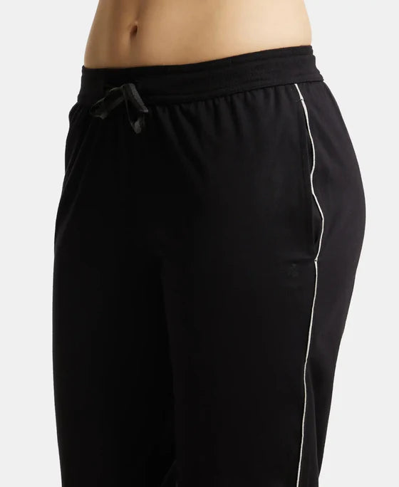 Super Combed Cotton Rich Relaxed Fit Trackpants With Contrast Side Piping and Pockets - Navy Blazer