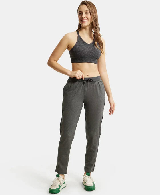 Super Combed Cotton Rich Relaxed Fit Trackpants With Contrast Side Piping and Pockets - Navy Blazer