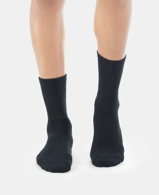 Compact Cotton Terry Crew Length Socks With StayFresh Treatment - Navy