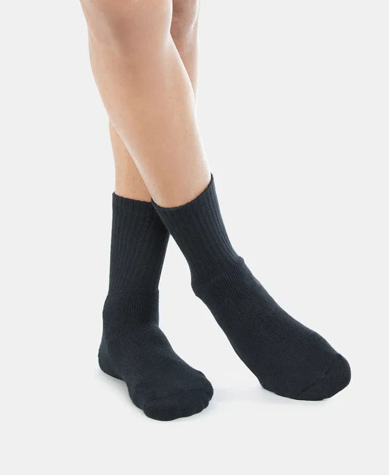 Compact Cotton Terry Crew Length Socks With StayFresh Treatment - Navy