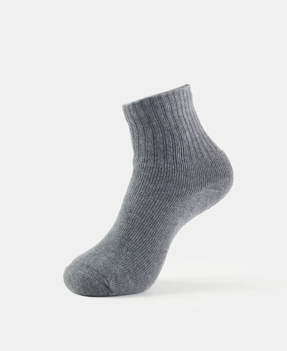 Compact Cotton Terry Ankle Length Socks With StayFresh Treatment - Mid Grey Melange