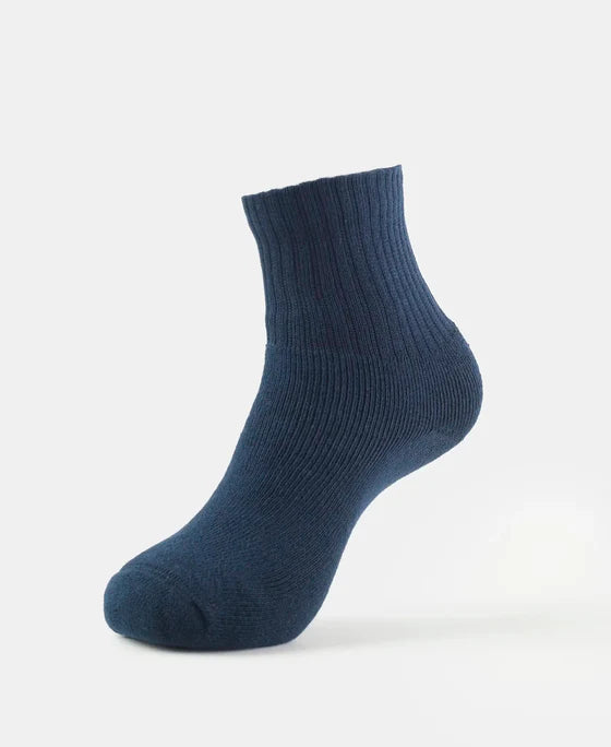 Compact Cotton Terry Ankle Length Socks With StayFresh Treatment - Mid Grey Melange