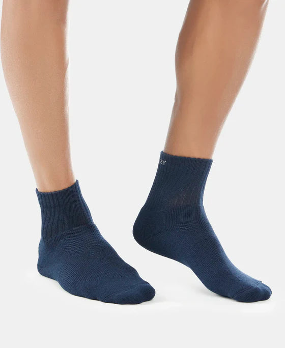 Compact Cotton Terry Ankle Length Socks With StayFresh Treatment - Mid Grey Melange