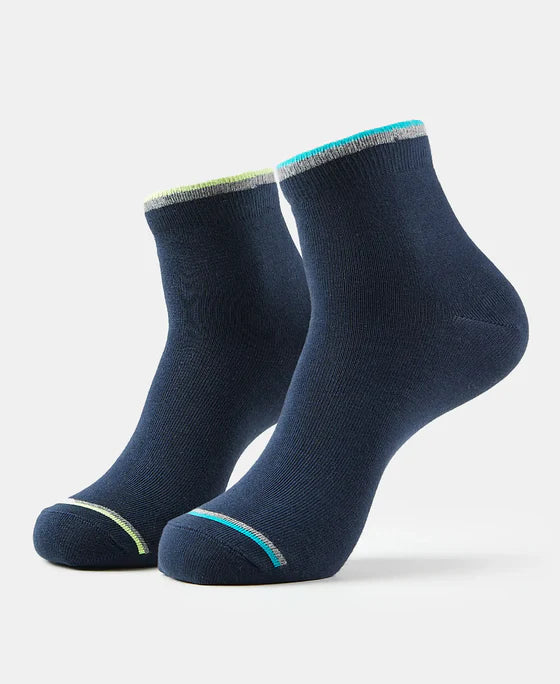 Compact Cotton Elastane Stretch Ankle Length Socks With StayFresh Treatment - Charcoal Melange (Pack of 2)