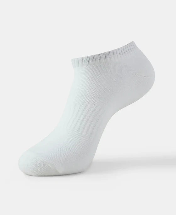 Compact Cotton Elastane Stretch Low Show Socks With StayFresh Treatment - White