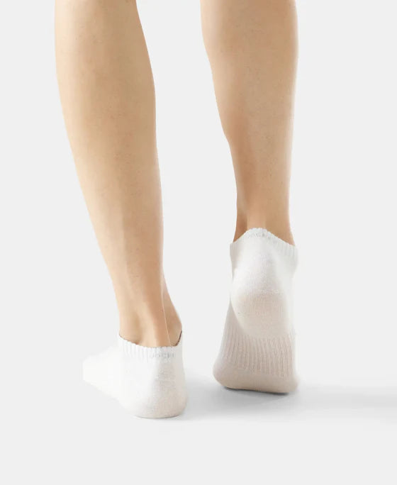 Compact Cotton Elastane Stretch Low Show Socks With StayFresh Treatment - White