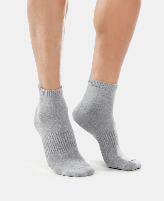 Compact Cotton Elastane Stretch Ankle Length Socks With StayFresh Treatment - Navy & Charcoal Melange (Pack of 2)