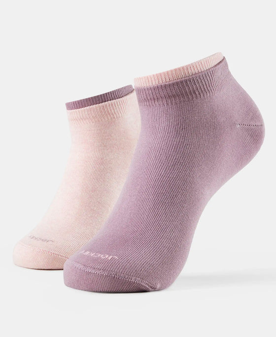 Compact Cotton Stretch Solid Low Show Socks with StayFresh Treatment - Rose Smoke & Navy (Pack of 2)