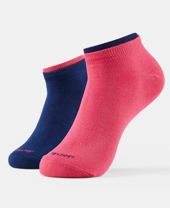 Compact Cotton Stretch Solid Low Show Socks with StayFresh Treatment - Rose Smoke & Navy (Pack of 2)