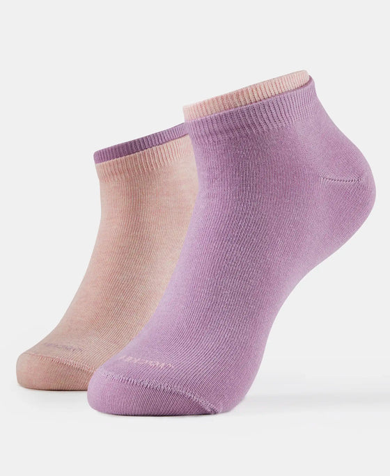 Compact Cotton Stretch Solid Low Show Socks with StayFresh Treatment - Rose Smoke & Navy (Pack of 2)