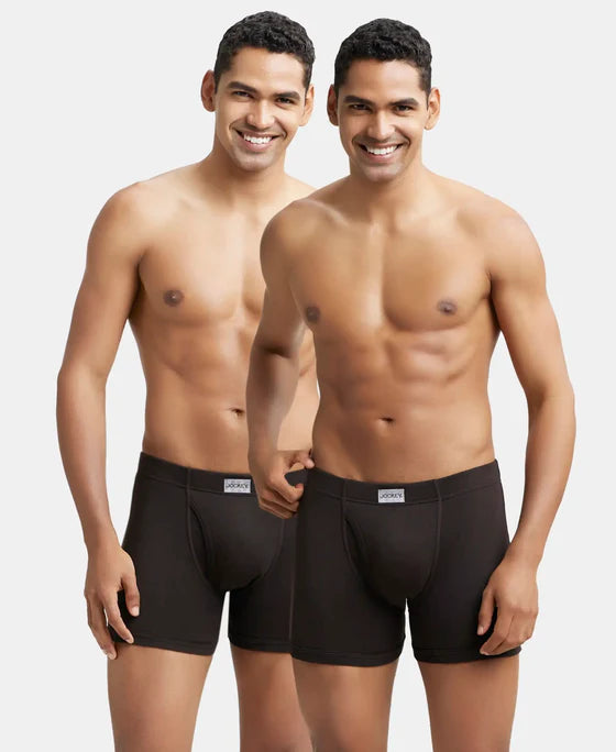 Super Combed Cotton Rib Solid Boxer Brief with Ultrasoft and Durable Waistband - 8008 (Pack of 2)