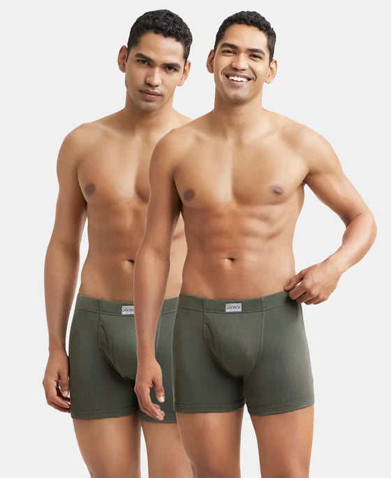 Super Combed Cotton Rib Solid Boxer Brief with Ultrasoft and Durable Waistband - 8008 (Pack of 2)