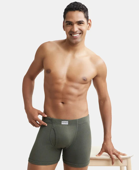 Super Combed Cotton Rib Solid Boxer Brief with Ultrasoft and Durable Waistband - 8008 (Pack of 2)