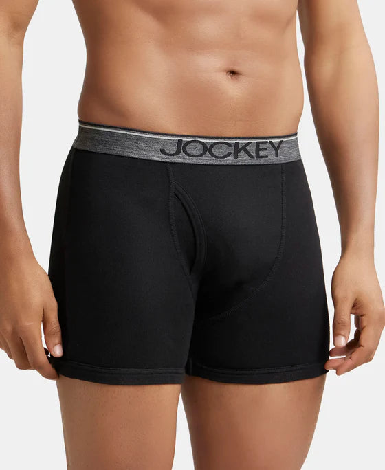 Super Combed Cotton Rib Solid Boxer Brief with Ultrasoft and Durable Waistband - 8009 (Pack of 2)