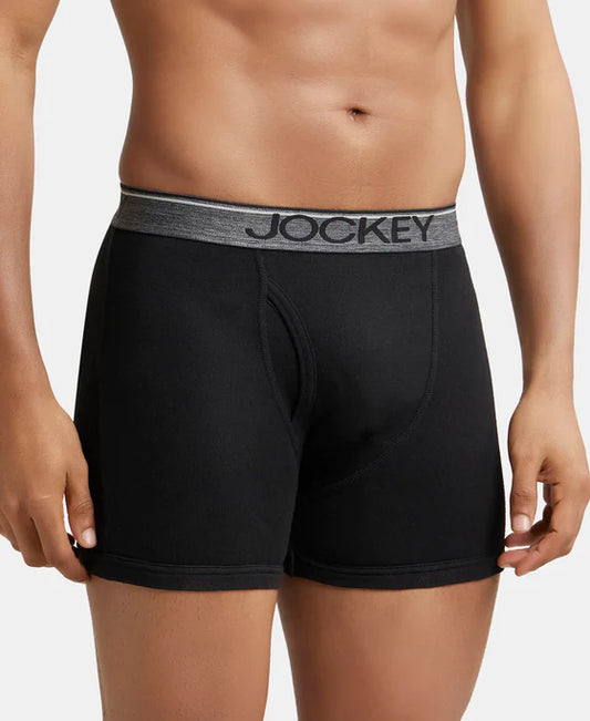 Super Combed Cotton Rib Solid Boxer Brief with Ultrasoft and Durable Waistband - 8009 (Pack of 2)