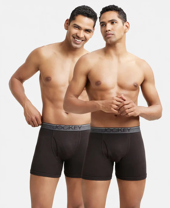 Super Combed Cotton Rib Solid Boxer Brief with Ultrasoft and Durable Waistband - 8009 (Pack of 2)