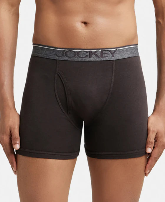 Super Combed Cotton Rib Solid Boxer Brief with Ultrasoft and Durable Waistband - 8009 (Pack of 2)