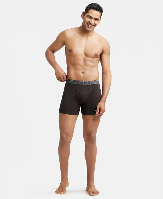 Super Combed Cotton Rib Solid Boxer Brief with Ultrasoft and Durable Waistband - 8009 (Pack of 2)