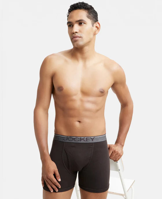Super Combed Cotton Rib Solid Boxer Brief with Ultrasoft and Durable Waistband - 8009 (Pack of 2)