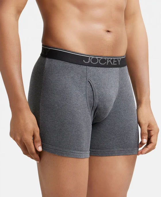 Super Combed Cotton Rib Solid Boxer Brief with Ultrasoft and Durable Waistband - 8009 (Pack of 2)