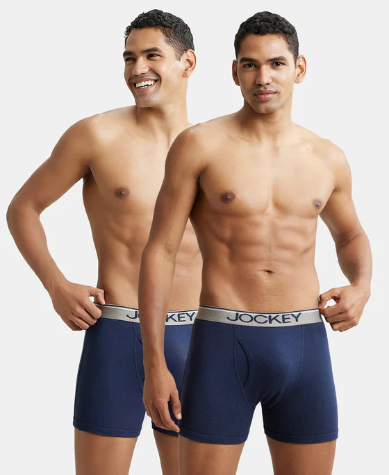 Super Combed Cotton Rib Solid Boxer Brief with Ultrasoft and Durable Waistband - 8009 (Pack of 2)