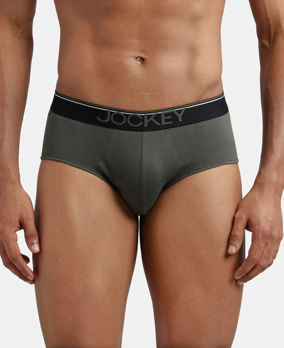 Super Combed Cotton Solid Brief with Ultrasoft Waistband - Deep Olive (Pack of 2)