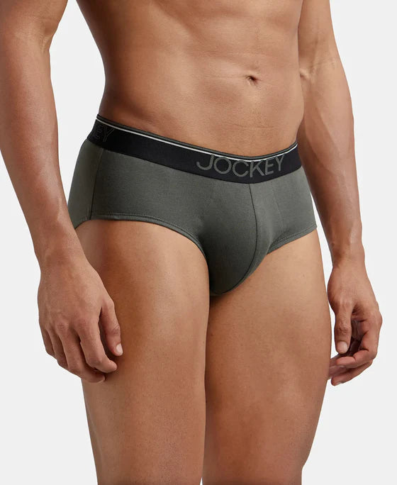 Super Combed Cotton Solid Brief with Ultrasoft Waistband - Deep Olive (Pack of 2)