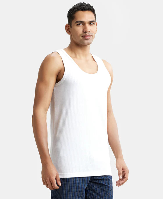 Super Combed Cotton Round Neck Sleeveless Vest - White (Pack of 2)