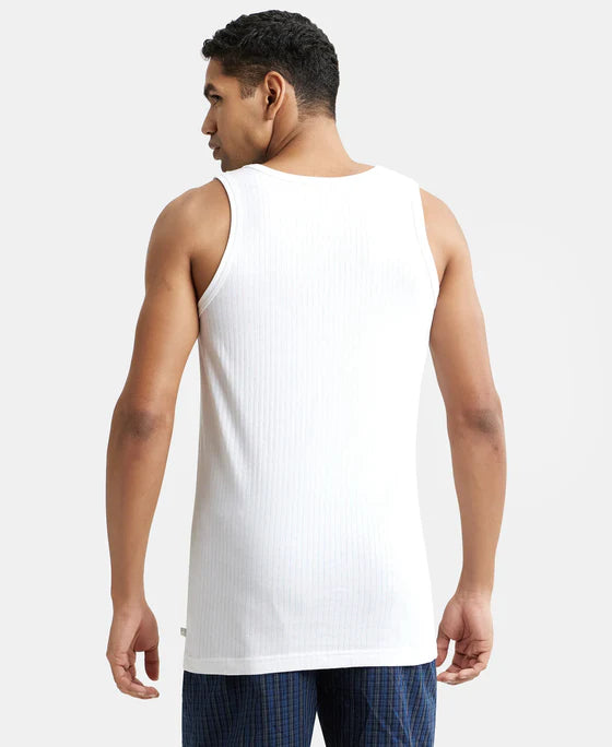 Super Combed Cotton Round Neck Sleeveless Vest - White (Pack of 2)