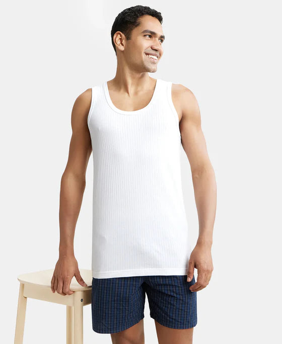 Super Combed Cotton Round Neck Sleeveless Vest - White (Pack of 2)