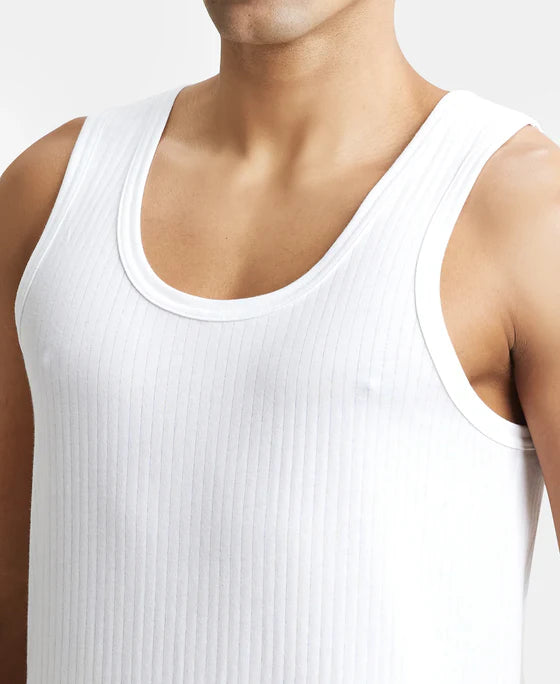 Super Combed Cotton Round Neck Sleeveless Vest - White (Pack of 2)