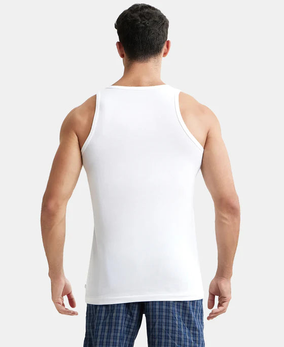 Super Combed Cotton Round Neck Sleeveless Vest - White (Pack of 3)