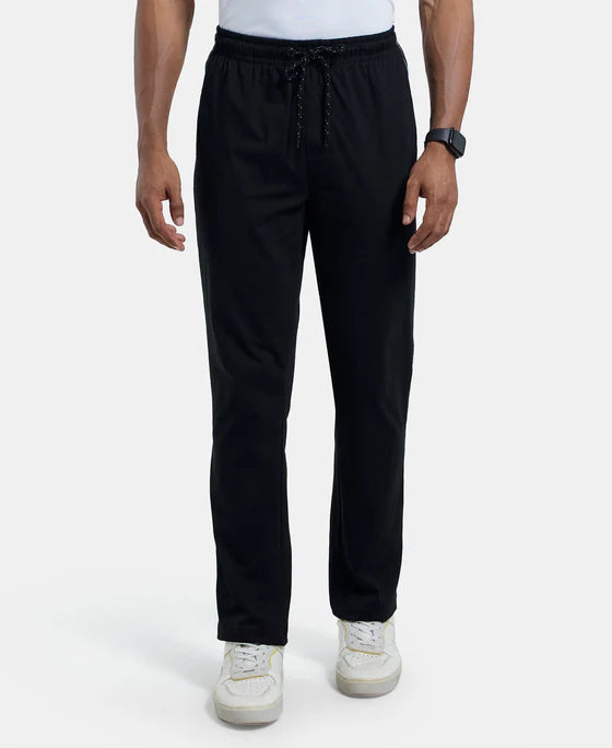 Super Combed Cotton Rich Regular Fit Trackpant with Side Pockets - Graphite & Black