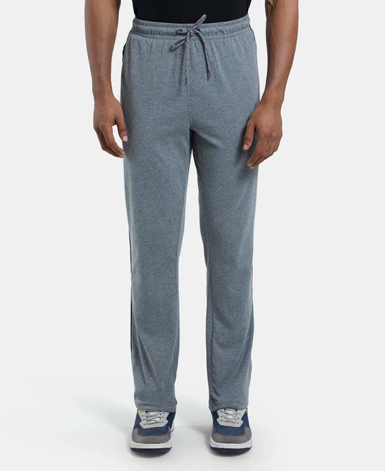 Super Combed Cotton Rich Regular Fit Trackpant with Side Pockets - Graphite & Black