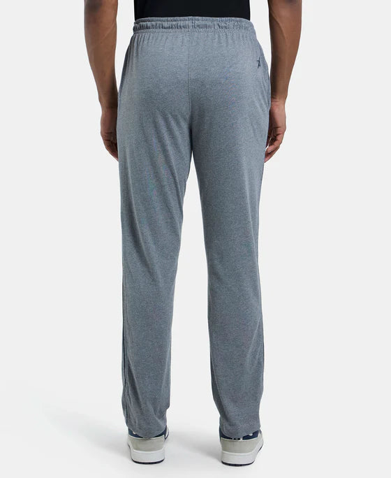 Super Combed Cotton Rich Regular Fit Trackpant with Side Pockets - Graphite & Black