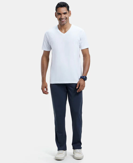 Super Combed Cotton Rich Regular Fit Trackpant with Side Pockets - Graphite & Black