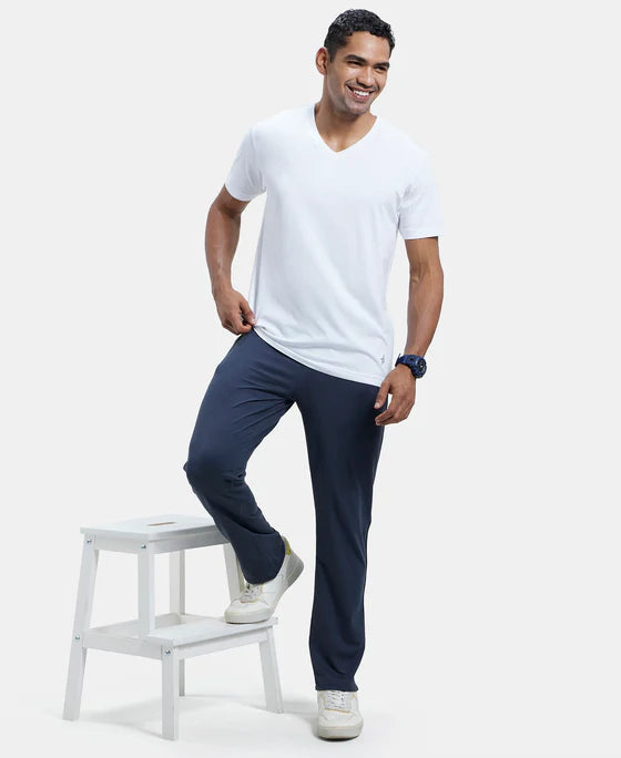 Super Combed Cotton Rich Regular Fit Trackpant with Side Pockets - Graphite & Black